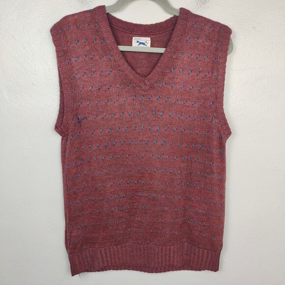 Vintage The‎ Fox JC Penney Vest Mens XL Red Blue Speckled Pullover Jumper - Picture 1 of 7